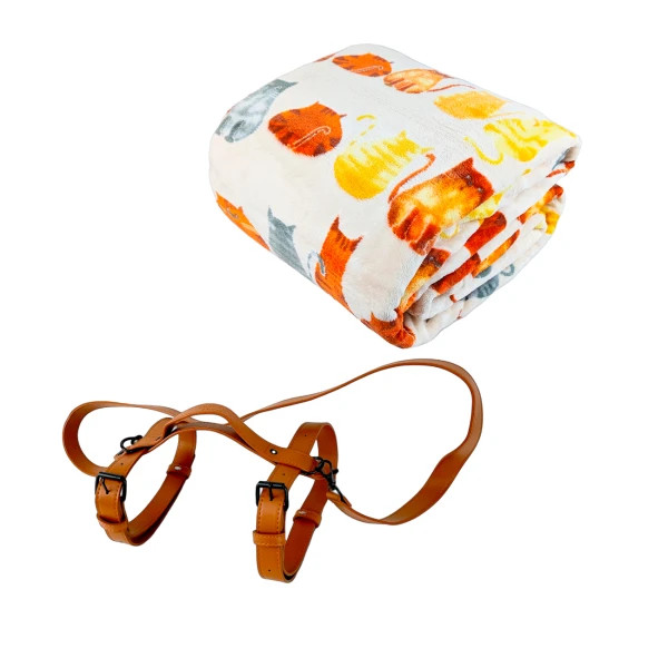 Плед флісовий тревел Love You Котики 88183 150х200 см бежевий