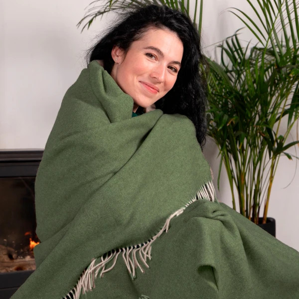 Плед вовняний Love You 6060 140х200 см оливковий