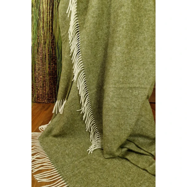 Плед вовняний Love You 6060 140х200 см оливковий