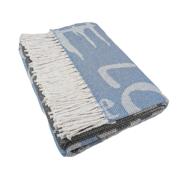 Плед вовняний Love You Love 4707 140х210 см сірий із блакитним