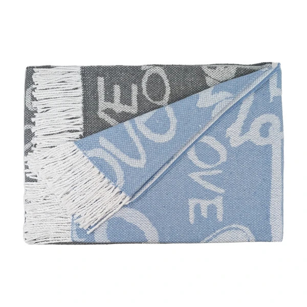 Плед вовняний Love You Love 4707 140х210 см сірий із блакитним