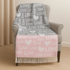 Плед вовняний Love You Love 4708 140х210 см сірий з рожевим