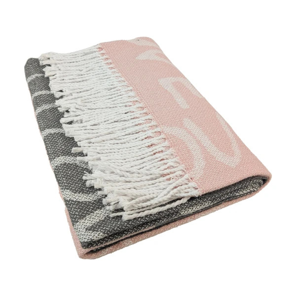 Плед вовняний Love You Love 4708 140х210 см сірий з рожевим