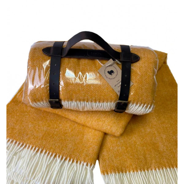 Плед вовняний тревел Love You 6031P 140х200 см гірчичний