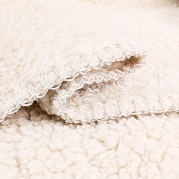 Плед-ковдра з шерпи та флісу Love You 8178 150х200 см молочний