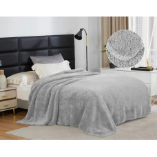 Плед-ковдра з шерпи та флісу Love You 8179 150х200 см світло-сірий