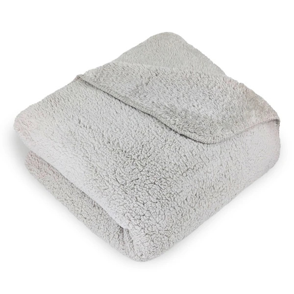 Плед-ковдра з шерпи та флісу Love You 8179 150х200 см світло-сірий