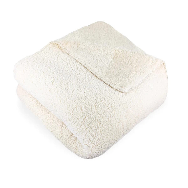 Плед-ковдра з шерпи та флісу Love You 8278 200х220 см молочний