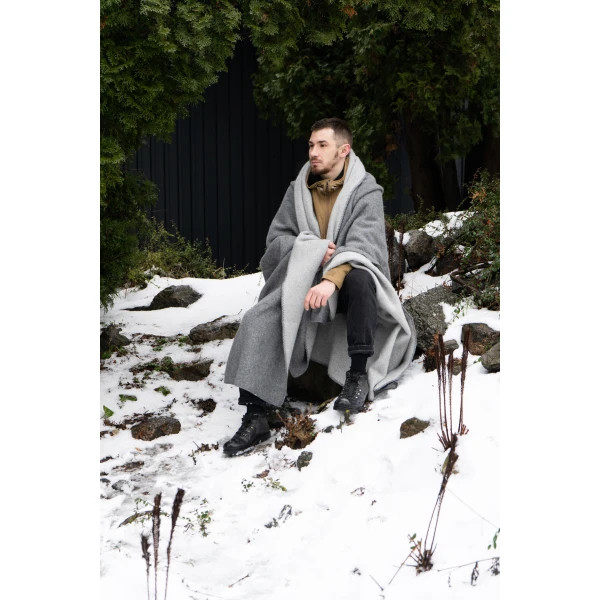 Плед-ковдра вовняна Love You 6053 150х215 см сірий з світло-сірим