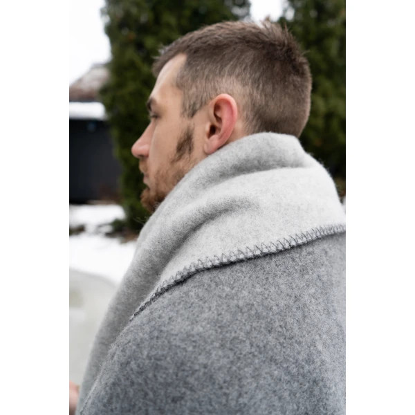 Плед-ковдра вовняна Love You 6053 150х215 см сірий з світло-сірим