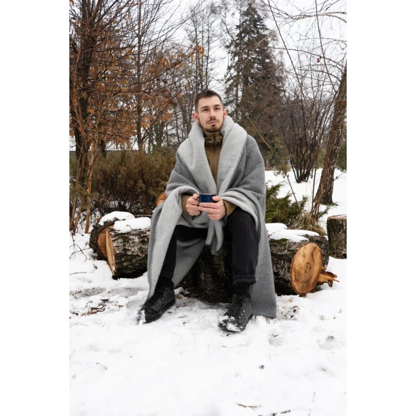 Плед-ковдра вовняна Love You 6053 150х215 см сірий з світло-сірим