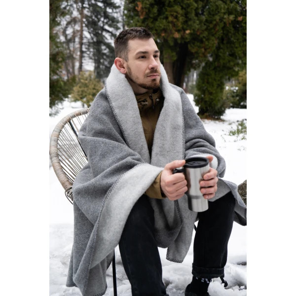 Плед-ковдра вовняна Love You 6053 150х215 см сірий з світло-сірим