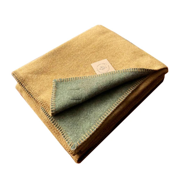 Плед-ковдра вовняна Love You 6055 150х215 см гірчичний з хакі