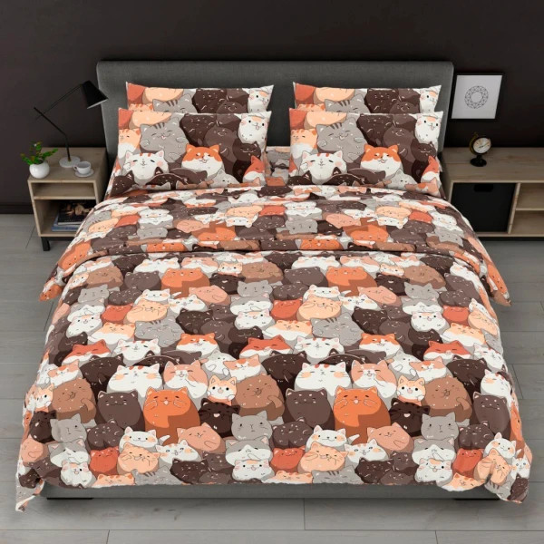 Постільна білизна євро Love You Бязь Gold Мрійливі котики 7379 200х215 см