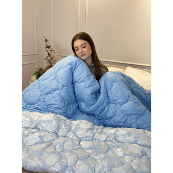 Ковдра двоспальна подвійна 4 сезони з холлофайбера Arda 21562 175х215 см синя