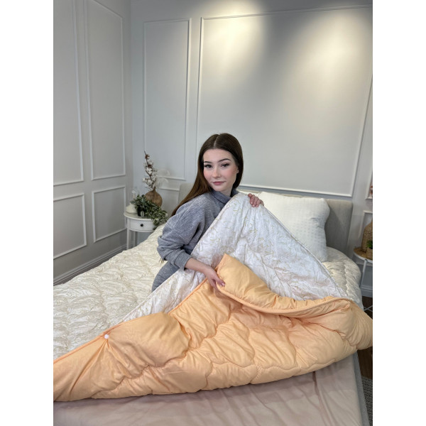 Ковдра євро подвійна 4 сезони з холлофайбера Arda 21554 195х215 см персикова