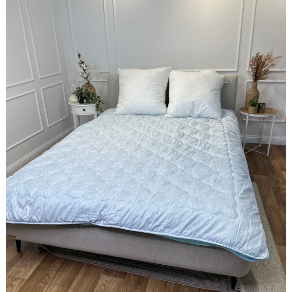 Ковдра полуторна подвійна 4 сезони з холлофайбера Arda 21555 142х210 см блакитна