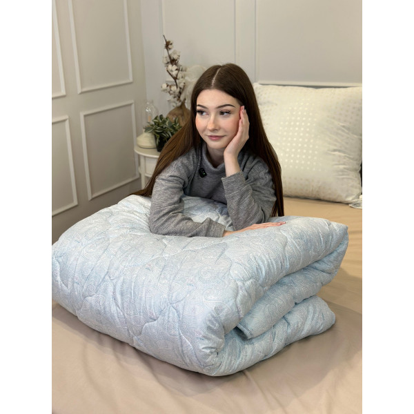 Ковдра полуторна подвійна 4 сезони з холлофайбера Arda 21555 142х210 см блакитна