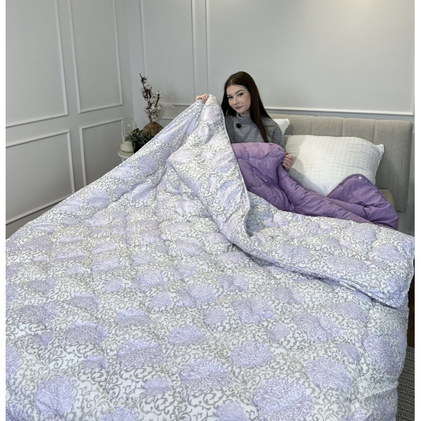 Ковдра полуторна подвійна 4 сезони з холлофайбера Arda 21564 142х210 см фіолетова