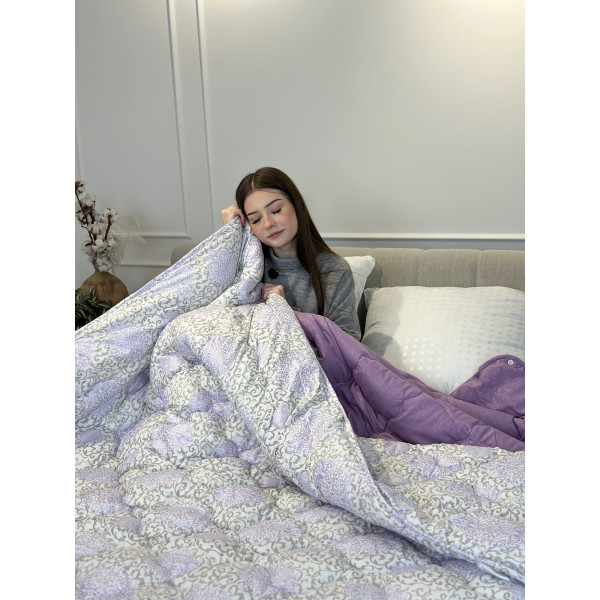 Ковдра полуторна подвійна 4 сезони з холлофайбера Arda 21564 142х210 см фіолетова