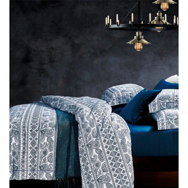 Постільна білизна VIP Сатин Люкс Євро двостороння B-013 Love You Євро