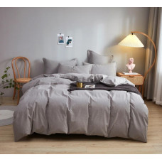 Постільна білизна сімейна Love You Варена бавовна однотонна 62019 160х220х2 см сіра