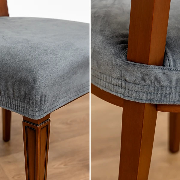 Чохли на сидіння стільця Love You Велюр 85143 2 шт темно-сірі