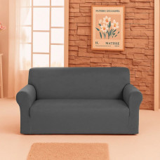 Чохол на диван 2-х місний Love You Велюр 81200 темно-сірий