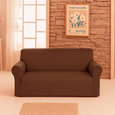 Чохол на диван 2-х місний Love You Велюр 81221 коричневий