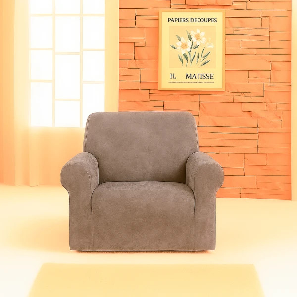 Чохол на крісло універсальний велюровий Love You 82201 капучино