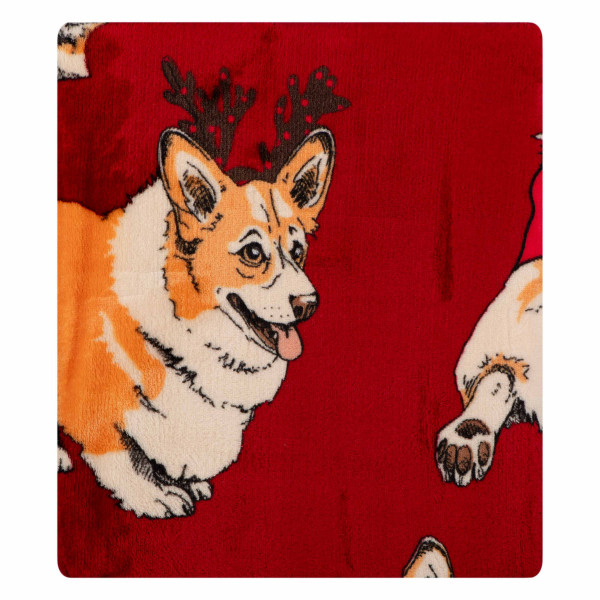 Плед Ardesto Flannel Різдвяні корги ART0119PB 160х200 см червоний