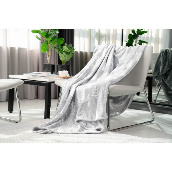Плед Ardesto Flannel Ялинки ART-0110-PB 160х200 см світло-сірий