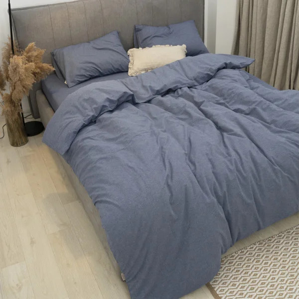 Постільна білизна полуторна Viluta Сатин Wash-79-1-5 143х210 см синьо-сірий