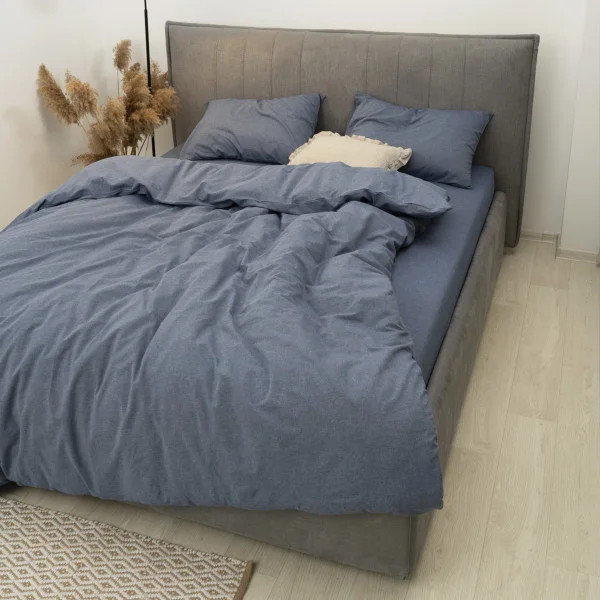 Постільна білизна полуторна Viluta Сатин Wash-79-1-5 143х210 см синьо-сірий