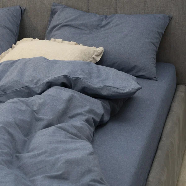 Постільна білизна полуторна Viluta Сатин Wash-79-1-5 143х210 см синьо-сірий