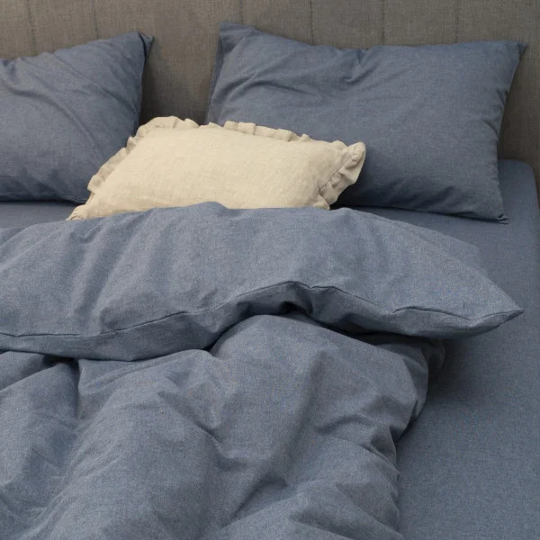 Постільна білизна полуторна Viluta Сатин Wash-79-1-5 143х210 см синьо-сірий