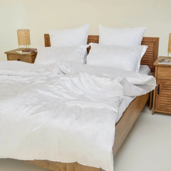 Постільна білизна сімейна Tiare Сатин Жаккард 1908-S 210х143х2 см біла