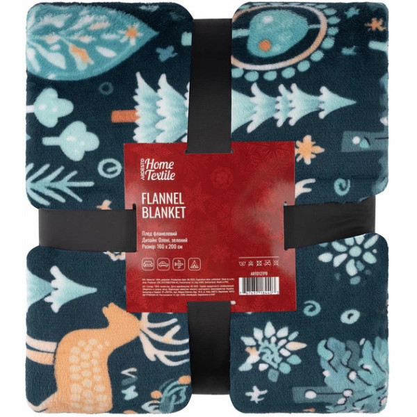 Плед Ardesto Christmas Flannel Олені Зелений ART0127PB 160х200 см