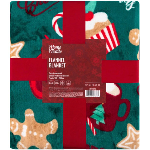 Плед Ardesto Christmas Flannel Різдвяні смаколики Зелений ART0122PB 160х200 см