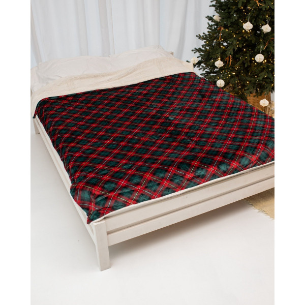 Плед Dushka Home Новорічний 20962 200х230 см червоний із зеленим