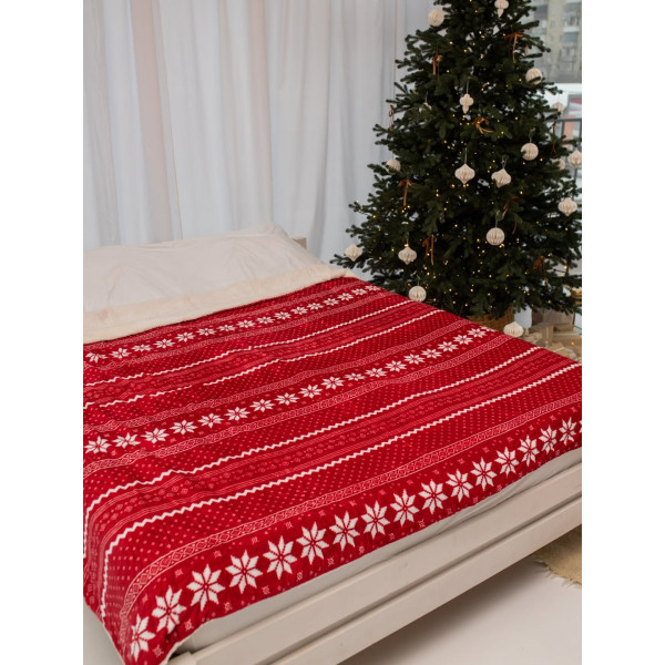Плед Dushka Home Новорічний 21473 200х230 см червоний з білим