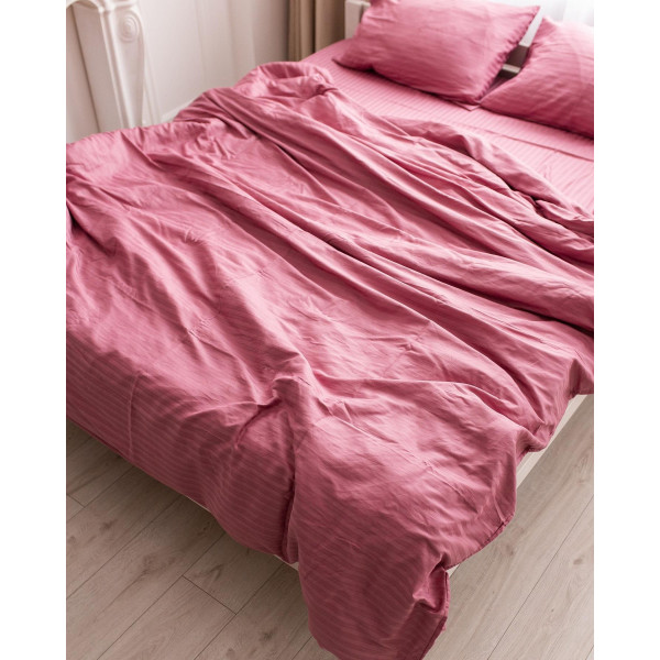 Постільна білизна двоспальна Dushka Home Страйп сатин 20525 180х215 см рожева