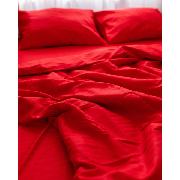 Постільна білизна двоспальна Dushka Home Страйп сатин 20553 180х215 см червона