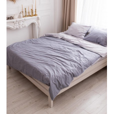 Постільна білизна двоспальна Dushka Home Страйп сатин 20561 180х215 см графітова з білим