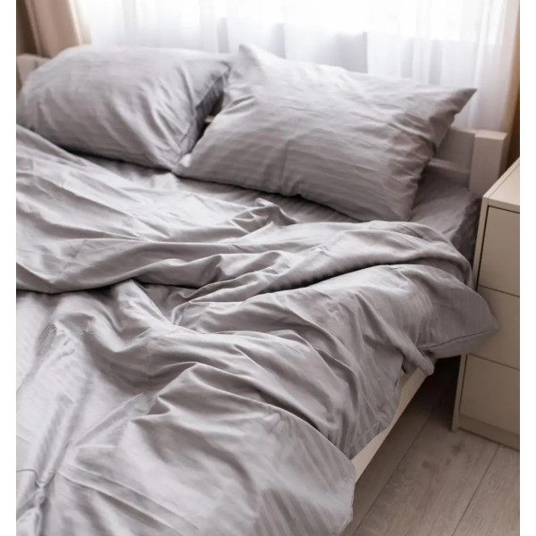 Постільна білизна двоспальна Dushka Home Страйп сатин 20573 180х215 см асфальтова