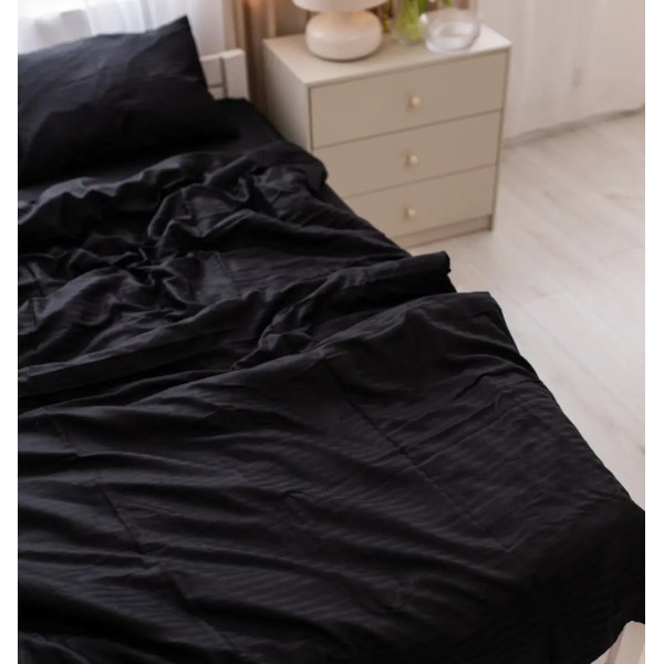 Постільна білизна двоспальна Dushka Home Страйп сатин 20589 180х215 см чорна