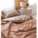 Постільна білизна євро Dushka Home Страйп сатин 20542 200х220 см коричнева з бежевим