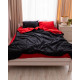 Постільна білизна євро Dushka Home Страйп сатин 20546 200х220 см чорна з червоним
