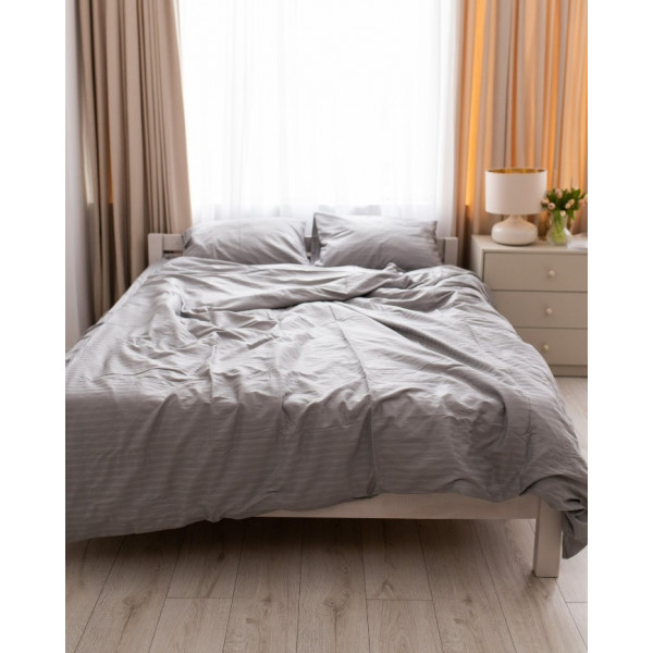 Постільна білизна євро Dushka Home Страйп сатин 20574 200х220 см асфальтова