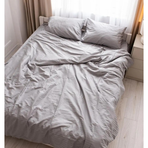 Постільна білизна євро Dushka Home Страйп сатин 20574 200х220 см асфальтова